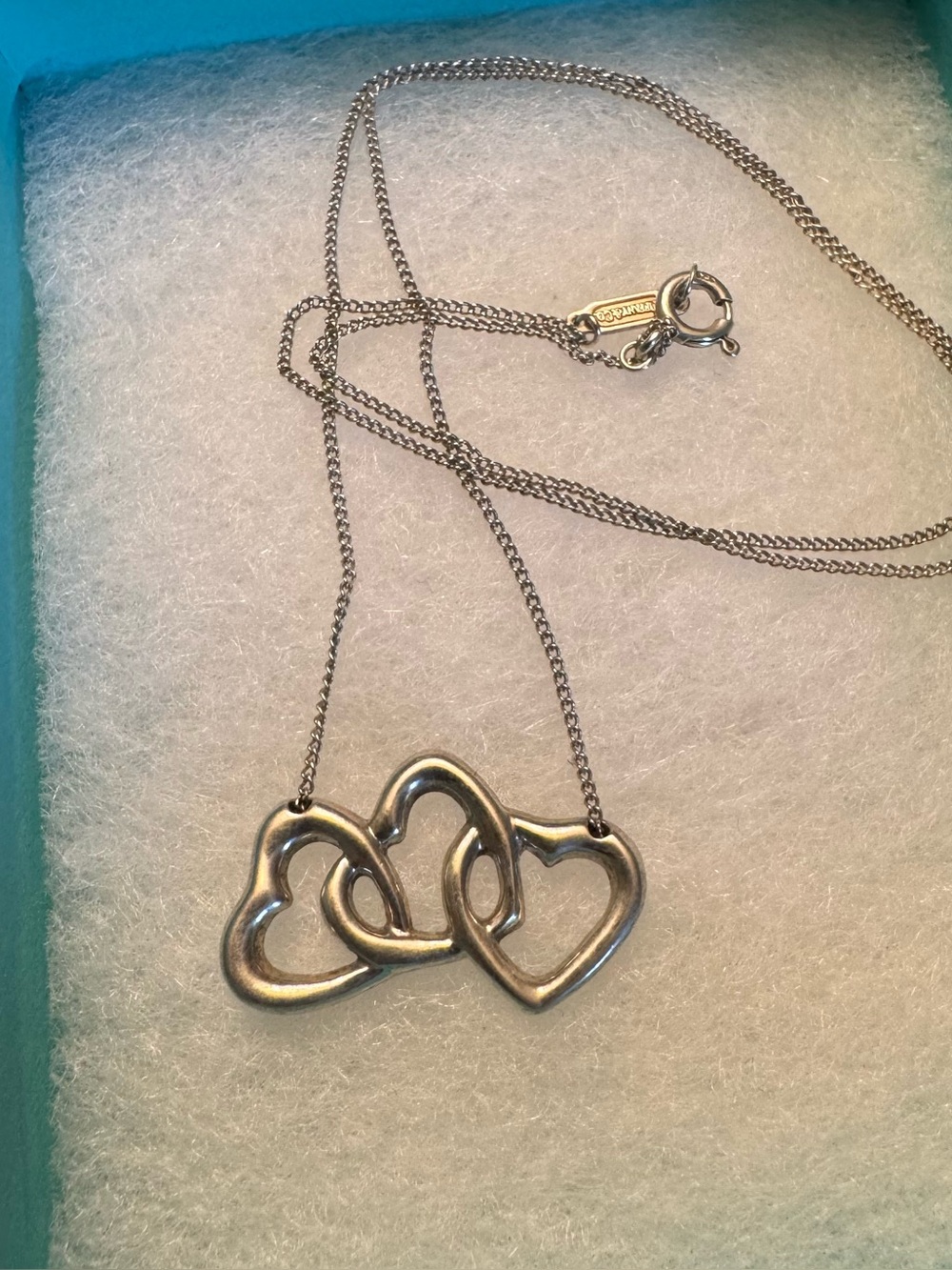 Tiffany & Co. Triple Interlocking Heart Necklace Sterling Silver